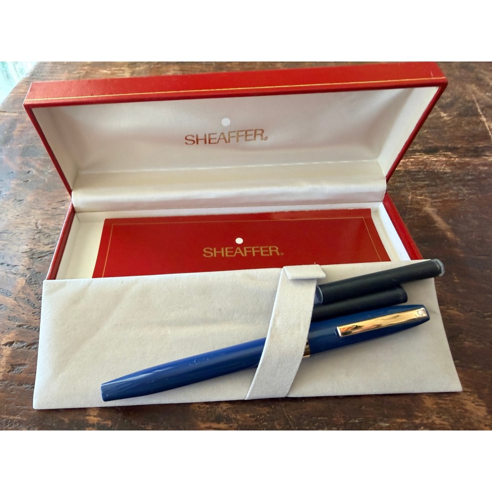 Sheaffer Triumph Imperial Fountain Pen Blue Gold Fine Nib Box Papers 1990s
